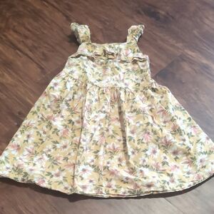 Little Lass Pink Yellow Ruffled Pleated Sundress